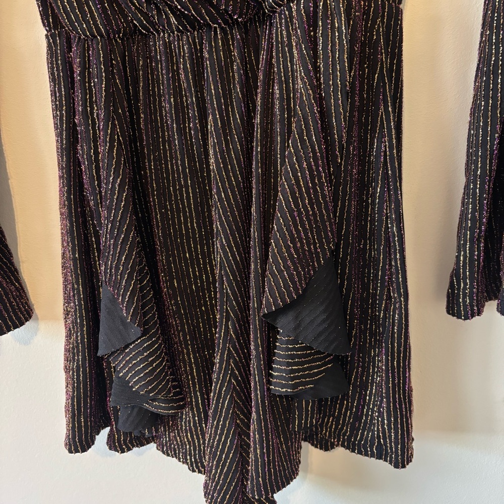 TOPSHOP Glitter Metallic Stripe Wrap Romper - Picture 6 of 9